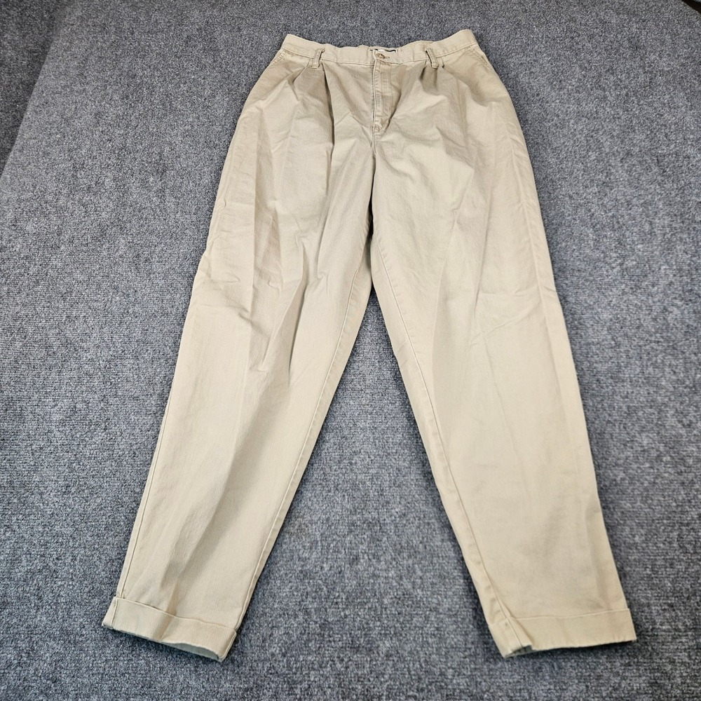 Vintage Cenza Khaki Chinos Womens 12 Tan Pleated High Waist Cotton USA 2763249